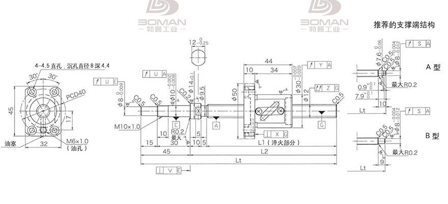 KURODA GP1205DS-BALR-0300B-C3S 黑田丝杆型号含义对照表