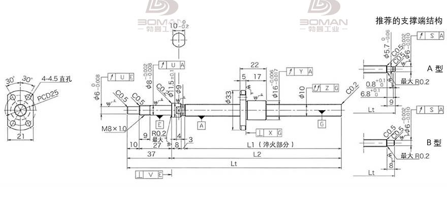KURODA DP1002JS-HDNR-0220B-C3S c5级精密研磨丝杆黑田